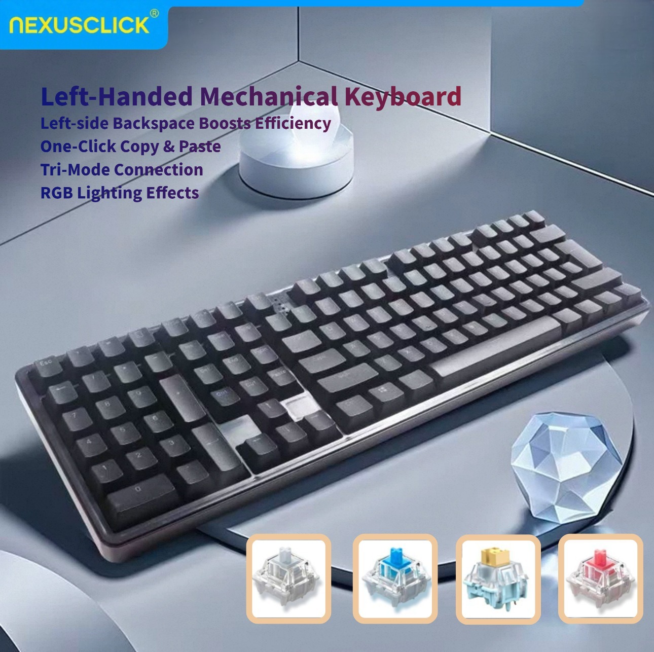 Gaming Keyboard Number Pad - NexusClick Ergonomisch linkshandig gebruikt mechanisch toetsenbord,