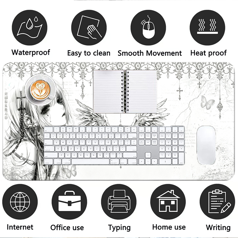 Leren muismat Zwart Wit Anime  - Gaming Keyboard Tactile recensie en prijs